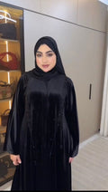 The Hand-Embellished Velvet Wrap Abaya