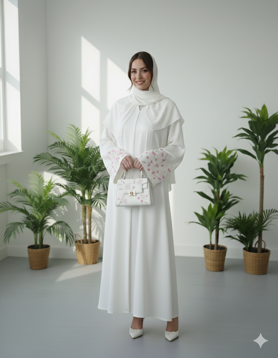 Warda Abaya with  Embroidered Sleeve