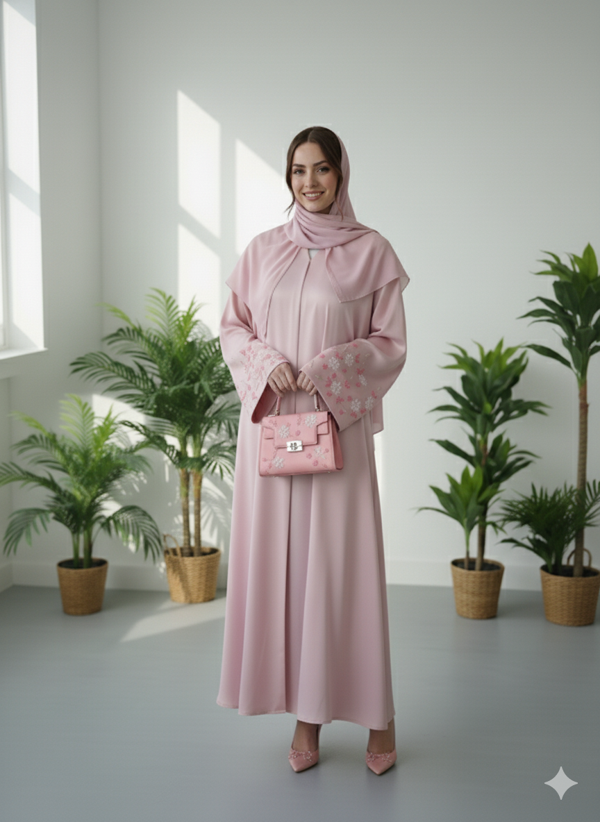 Warda Abaya with  Embroidered Sleeve