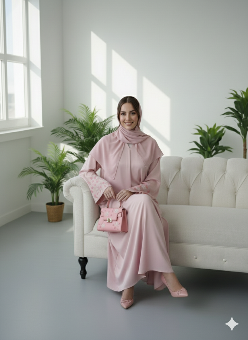Warda Abaya with  Embroidered Sleeve