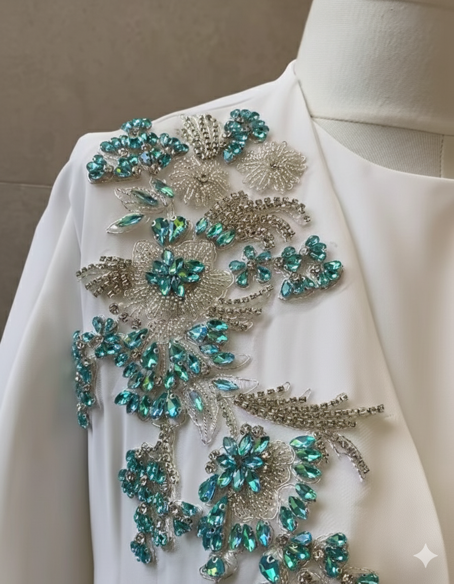 Luxurious Modest Wear with Silver Embroidery